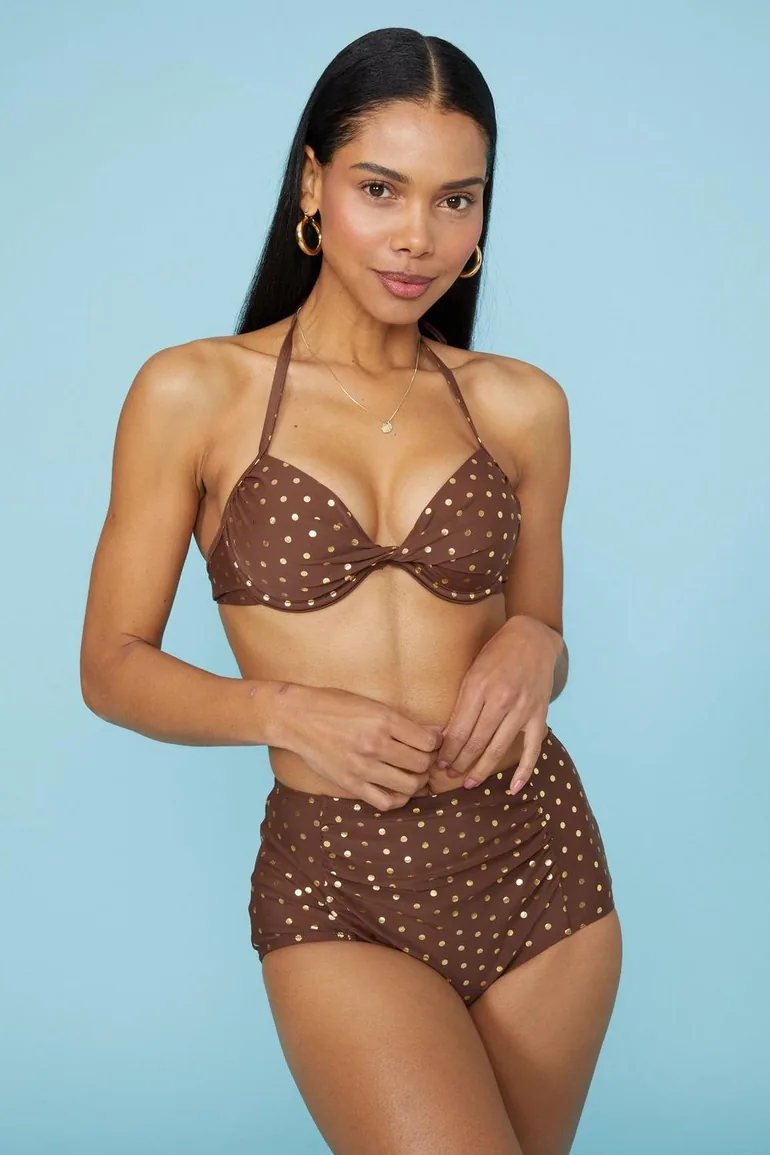 توب بكيني بطبعة منقطة لامعة - 3