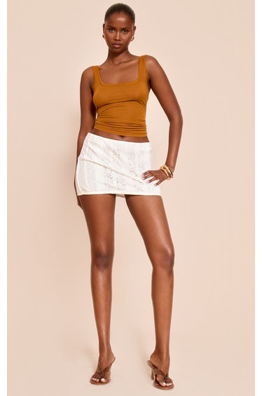 White Lace Woven Mini Skirt
