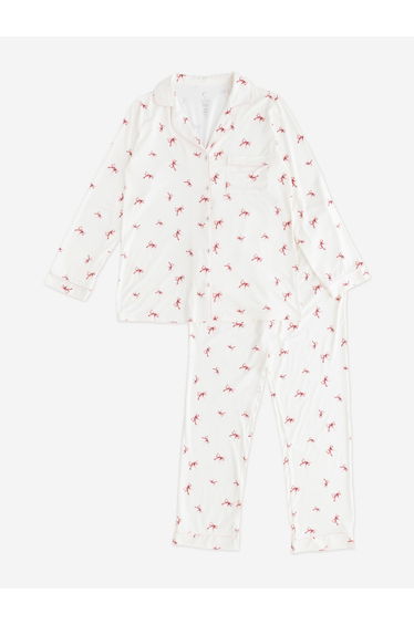 Cozy Crew Club Adult COZY Rosy Ribbon Pyjamas in Ivory