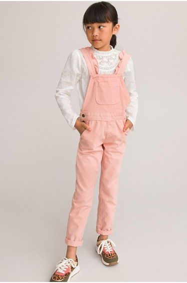 Cotton Dungarees with Ruffled Straps