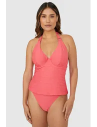Gorgeous DD+ Non Pad Plunge Tankini Top - pink - 1