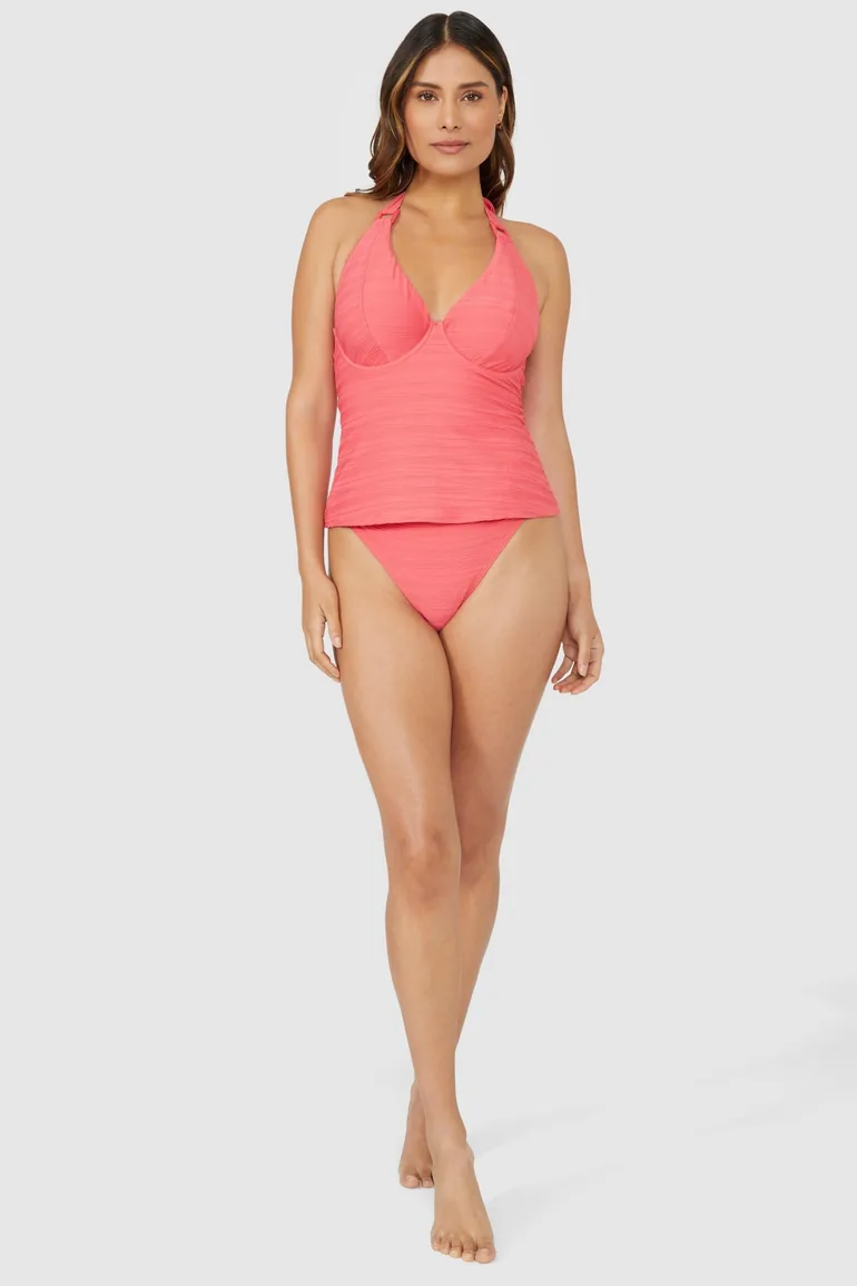 Gorgeous DD+ Non Pad Plunge Tankini Top - pink