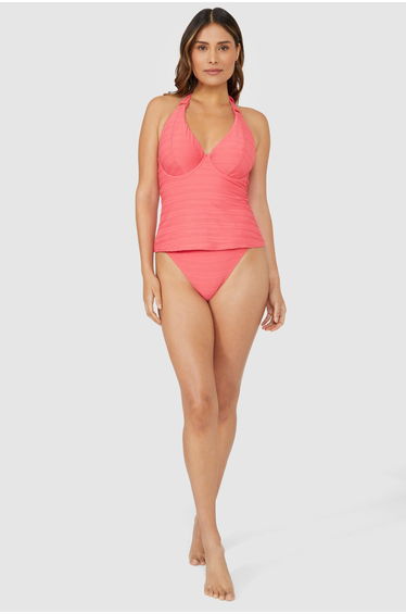 Gorgeous DD+ Non Pad Plunge Tankini Top - pink