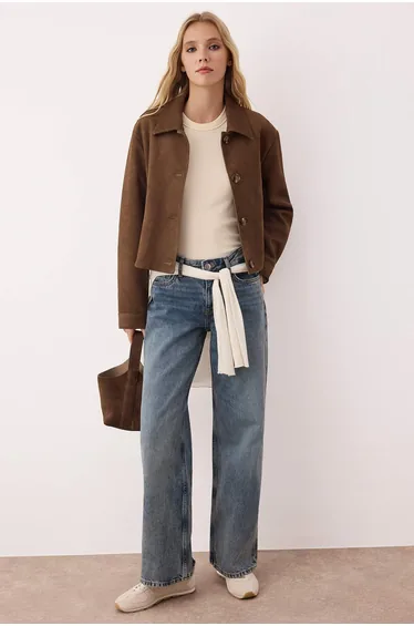 Blue Vintage Wash Regular Waist Wide Leg Jeans