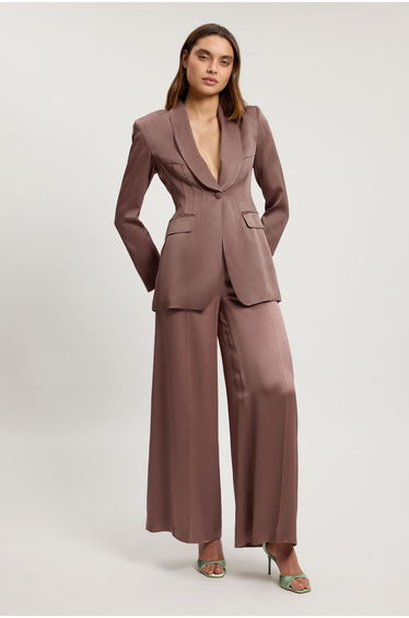 Structured Satin Viscose Tailored Blazer