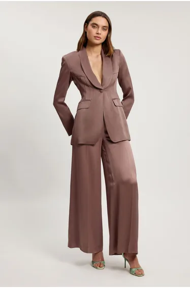 Structured Satin Viscose Tailored Blazer
