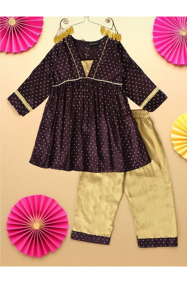 Printed Long Sleeve Ethnic Top and Pants Set