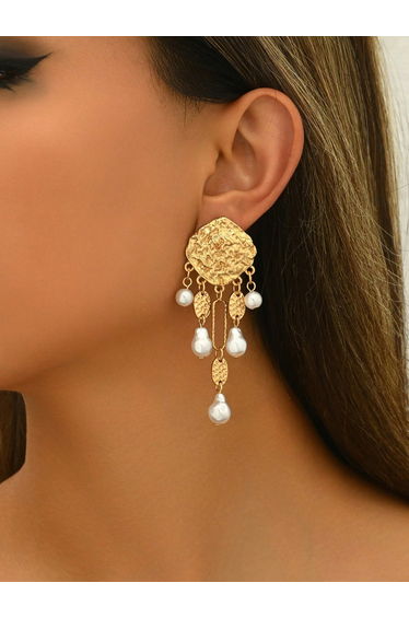Women Faux Pearl Dangle Earrings