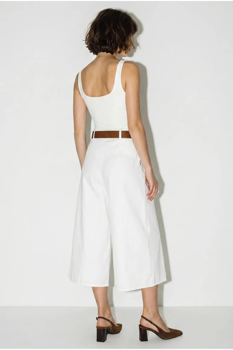 LUCCI High-waist Wide-leg Pleated Culottes - 4
