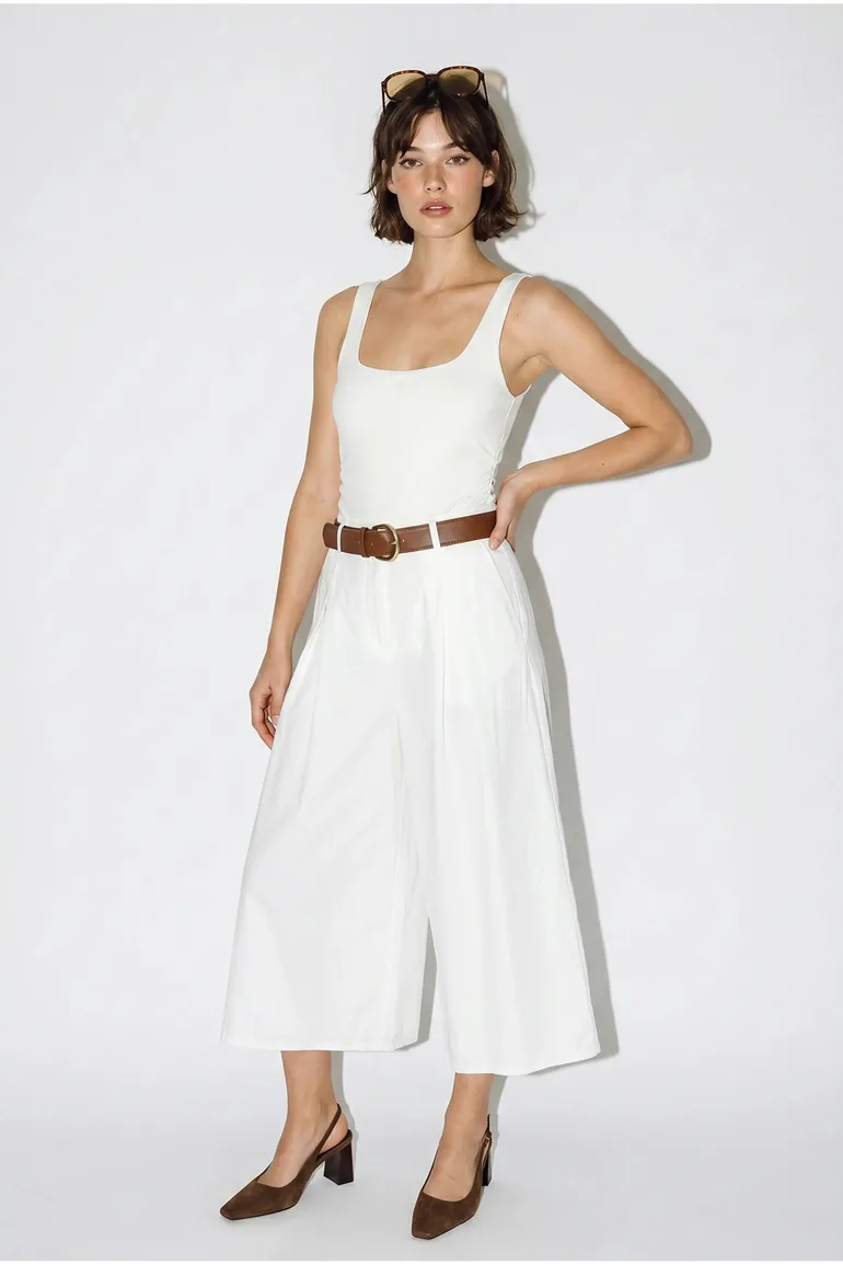 LUCCI High-waist Wide-leg Pleated Culottes