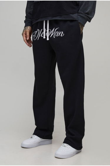 Tall Baggy Fit Ofcl Man Print Extended Drawcord Joggers - black