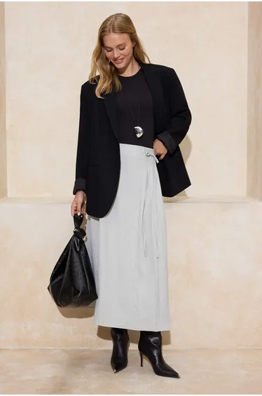 Gray A-Line Woven Skirt