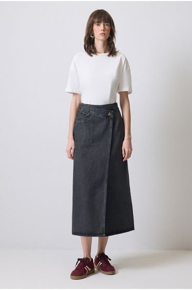 WRAP DENIM SKIRT