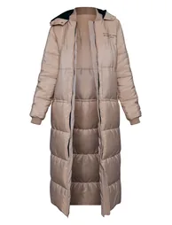 PRETTYLITTLETHING Stone Text Front Maxi Puffer Coat - 4