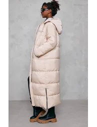 PRETTYLITTLETHING Stone Text Front Maxi Puffer Coat - 2