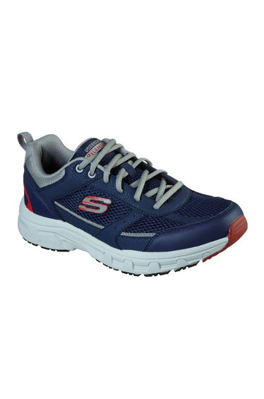 Skechers Mens Oak Canyon Verketta Leather Trainers - Navy/Grey
