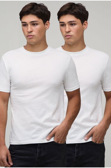 2 Pack Muscle Fit Basic Crew Neck T-Shirts - mono