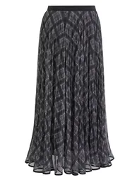 Retro Plaid Crinkle Gathered Mesh Maxi Skirt in Grey for Coffee Date & Art Gallery Visit - 6
