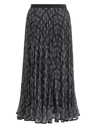 Retro Plaid Crinkle Gathered Mesh Maxi Skirt in Grey for Coffee Date & Art Gallery Visit - 7