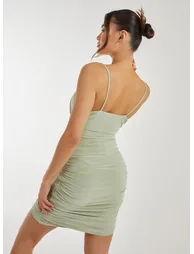 Cupped Ruched Mini Strappy Dress - 4
