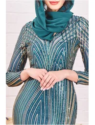 Goddiva Modesty Two Toned Sequin Maxi - Emerald Green - 2