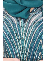 Goddiva Modesty Two Toned Sequin Maxi - Emerald Green - 3