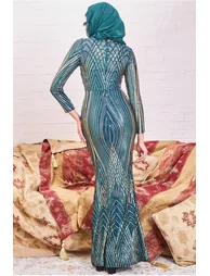 Goddiva Modesty Two Toned Sequin Maxi - Emerald Green - 1