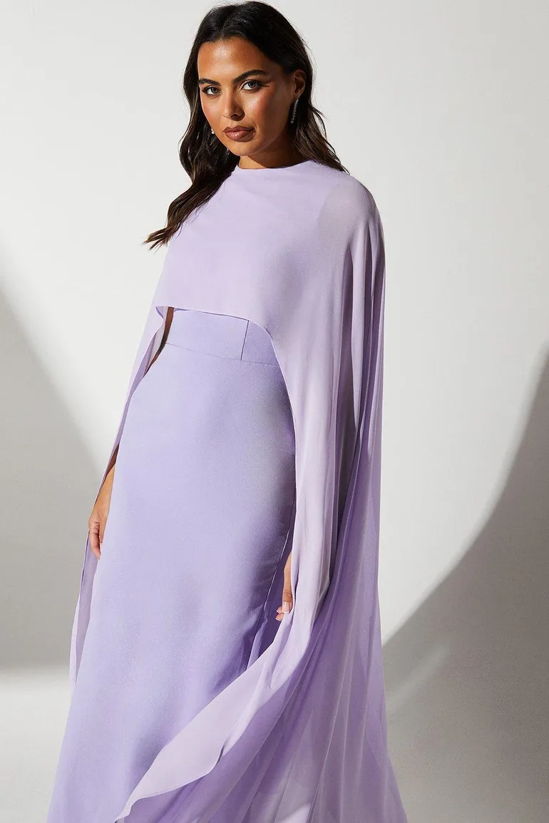 فستان ماكسي بأكمام كاب - 2