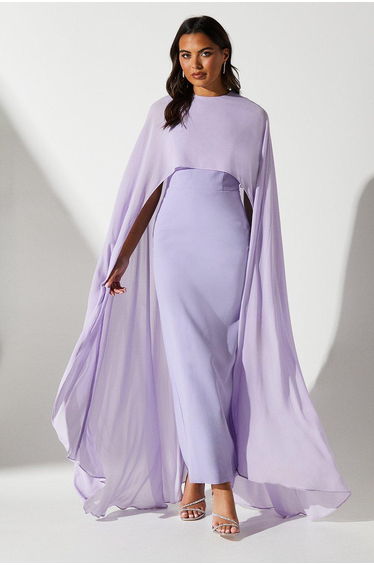 Cape Sleeve Maxi Dress