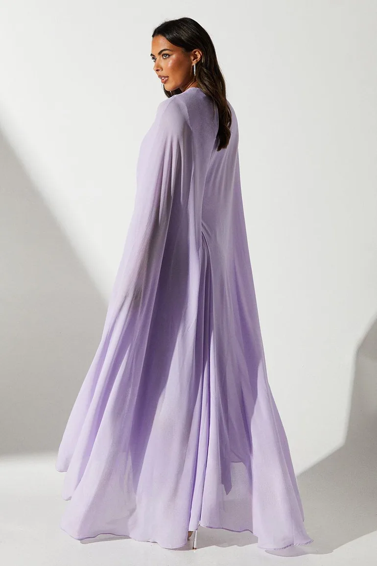 فستان ماكسي بأكمام كاب - 1