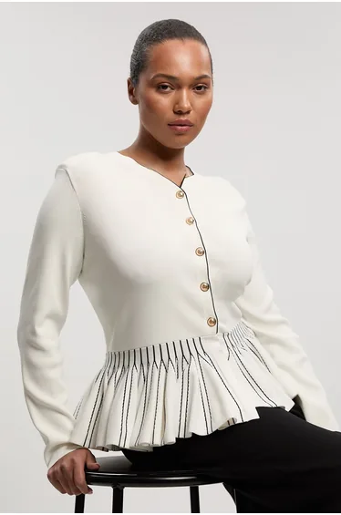 Plus Size Viscose Blend Knit Peplum Jacket