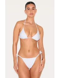 White Basic Triangle and Tie Side Bikini Set