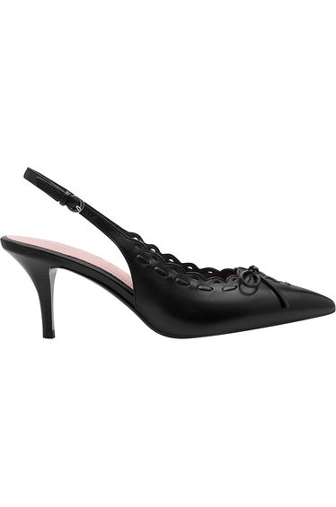 Leather Pointed Slingback Heels