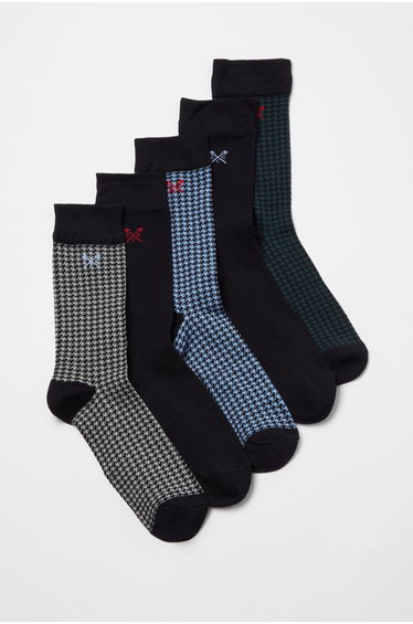 5 Pk Bamboo Sock Box Houndstooth