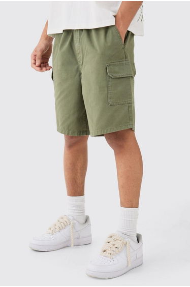 Relaxed Fit Cargo Shorts - khaki