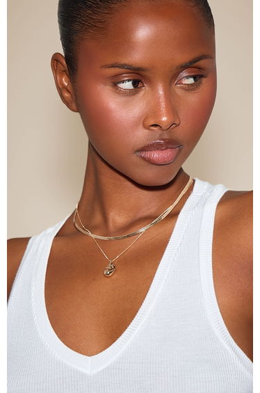 Gold Layered Snake Chain With Gold Pendant