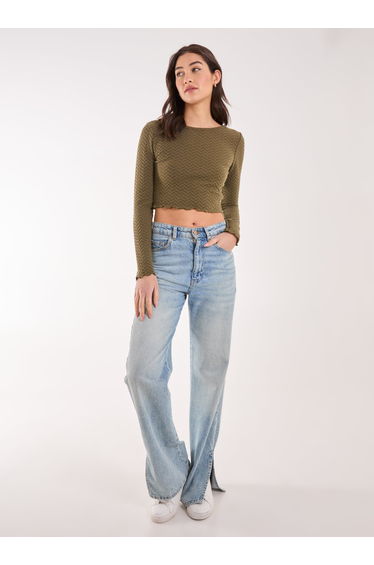 Zig Zag Jersey Long Sleeve Top