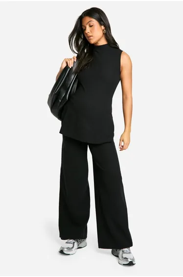 Maternity Soft Rib Wide leg Trousers