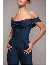 Goddiva Lurex Cowl Neck Jumpsuit - Royalblue - 2