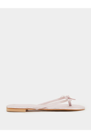 Plain Bow Trim Flat Sandals