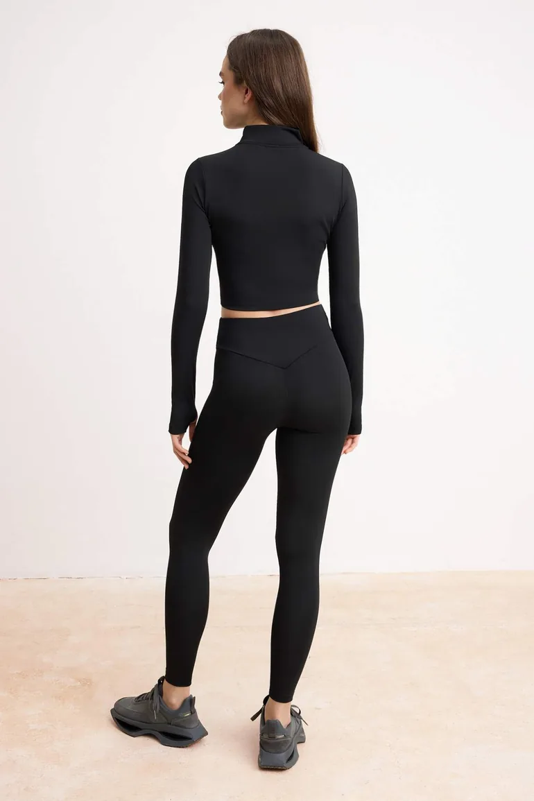 Black Diver/Scuba 2-Piece Sports Jacket - Sports Leggings Bottom - Top Set - 4