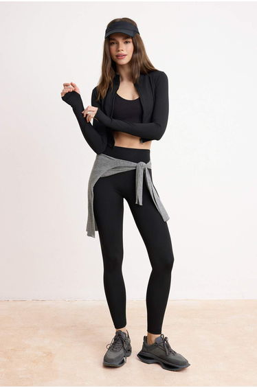 Black Diver/Scuba 2-Piece Sports Jacket - Sports Leggings Bottom - Top Set
