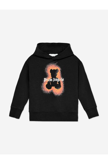 Palm Angels Boys Spray Bear Regular Hoodie in Black