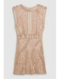 Crystal Embellished Strong Shoulder Mini Dress - 3