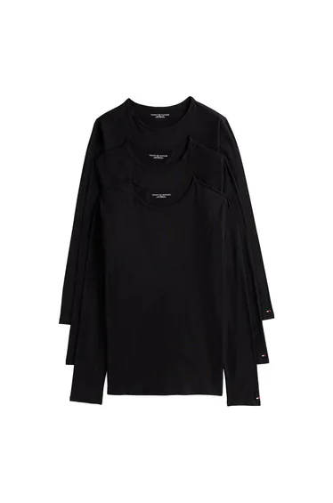 تيشيرت تومي هيلفيغر أسود بأكمام طويلة