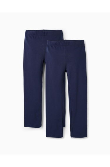 PACK OF 2 PAIRS OF LEGGINGS FOR GIRLS DARK BLUE