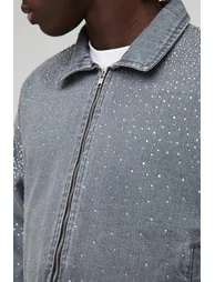Boxy Rhinestone Denim Jacket - 2