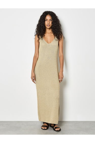 Gold Shimmer Knitted Maxi Dress