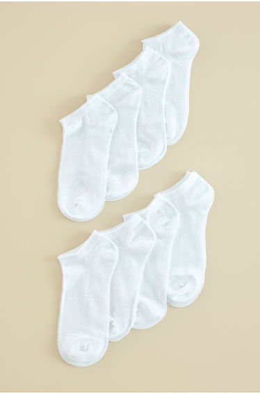White Unisex 8-Pack Cotton Ankle Socks