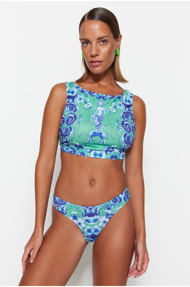 Bikini Bottom - Green - Ethnic pattern